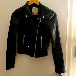 COPY - Faux Black Leather Bomber Jacket